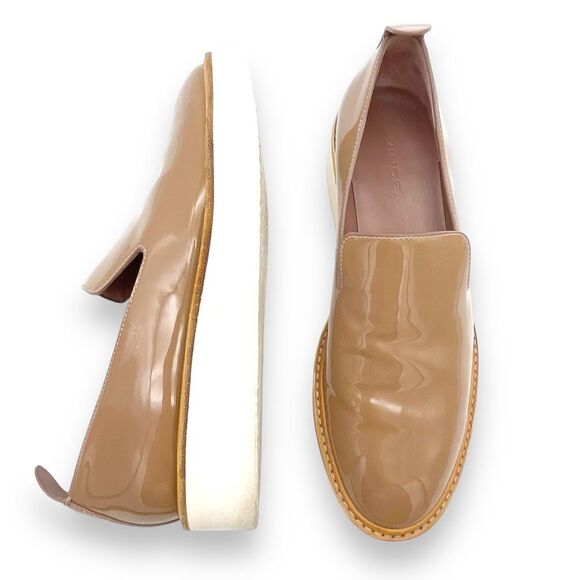 Vince Shoes - Vince Sanders Patent Leather Platform Slip On Sneakers Taupe Antique Rose Size 6